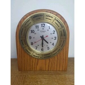 WITTNAUER Electronic World Time Ship Style Desk Clock in Wooden Case - France